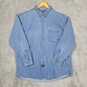 Dickies Denim Shirt Mens XL Blue Button Down Long Sleeve Workwear Cotton
